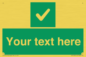 Custom green background, green square with tick sign